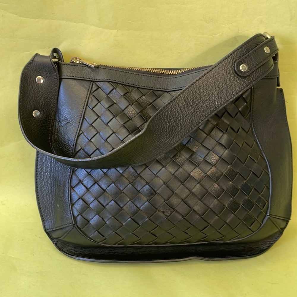 Vintage black Anna Paola pebbled leather bag